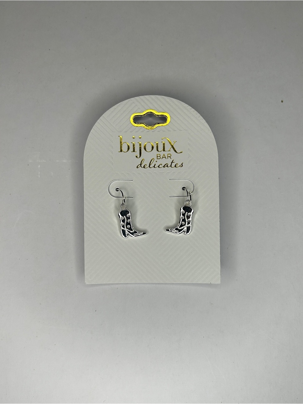 Cowboy Boot Dangle Earrings - Black & Silver